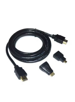 اشتري 3-In-1 HDMI To HDMI/Micro HDMI/Mini HDMI Adapter Cable Black في مصر
