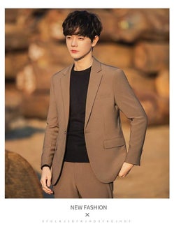 Buy Mens Chic Suit Set Casual Slim Fit BlazerBrown Brown in Saudi Arabia