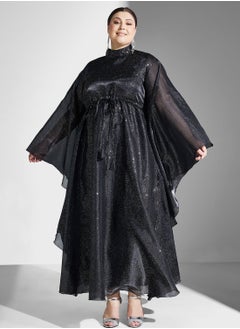 Buy Shimmer Tie Detail Closed Abaya With Sheila in Saudi Arabia