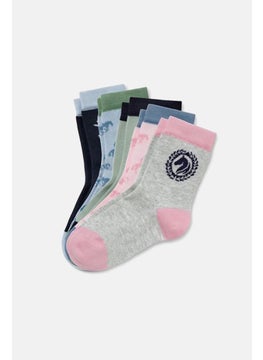 اشتري Kids Girl 5 Pair Organic Cotton Socks, Blue Combo في الامارات