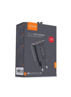 Buy Vidvie USB Charger 3 Ports 4.8A PLE231, with USB Type C Cable in Egypt