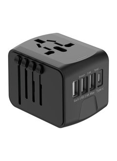 Buy SKY-TOUCH Universal Travel Adapter, International All in One Power Adapter with High Speed 3 USB & Type C Travel Charger, Travel Adapter for US EU UK AU (Black) in UAE