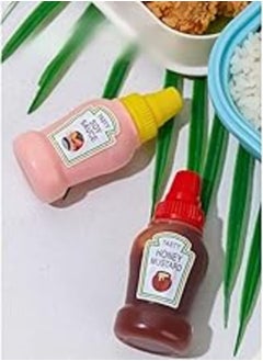 اشتري 2 pcs Set 25ML Mini Sauce Bottle Portable, Sauce Leakproof Bottle Salad Container Squeeze Bottle Tomato Ketchup Dispenser for Lunch Box, Travel, School في مصر