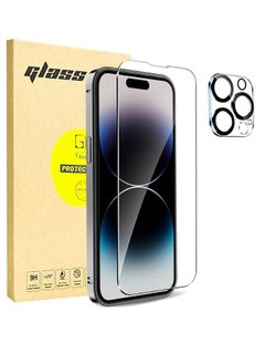 اشتري For Apple iPhone 15 Pro Max, 1Pcs Tempered Glass Screen Protector and 1Pcs Camera Lens Protector Set, HD Glass Film 9H Hardness Bubble Free Scratch Resistant (boxed, Alignment Case Tool Included) في الامارات