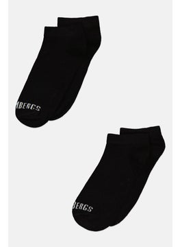 Buy Men 2 Pair Brand Logo Low Cut Socks, Black in Saudi Arabia