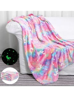 Buy Glow in The Dark Throw Blanket for Girls - 50 x 60 Unicorns Gift Blanket Soft Cozy Flannel Fleece Blanket for Toddler Luminous Plush Blanket Birthday for Kids in UAE