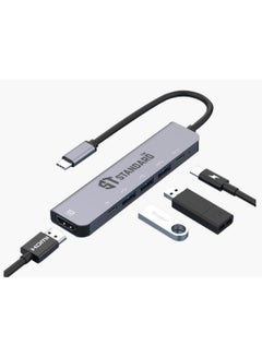 Buy USB C Hub 6-IN-1 Type C to HDMI 4K 30Hz Adapter with Type C DATA - USB3.0 x 1 - USB2.0 x 2 - Type C PD3.0 in Saudi Arabia