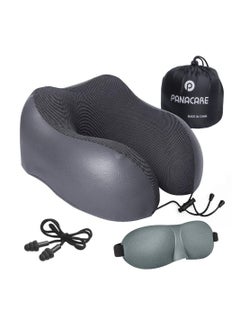 Buy Pillow Memory Foam Neck Pillow with Eye Mask and Ear Plugs in UAE