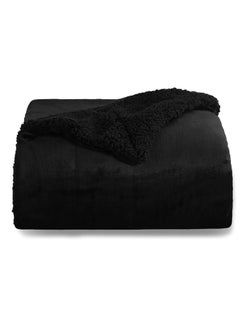 Buy Sherpa Blanket Single Size Twin Plush Throw Bed Blanket Flannel Fleece Reversible Lamb Blanket Warm and Plush Travel Blanket Black 160x220 cm in UAE