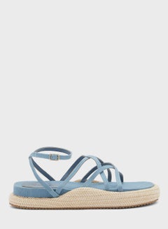 Buy Strappy Denim Flat Sandals in UAE