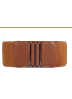 اشتري Simple Ultra Wide Women's Decoration On Buckle Waist Seal Elastic 90g  Brown في الامارات