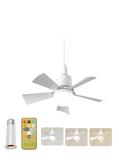 Buy Ceiling Fan with Light Remote Control, 16.5 Inch Screw Ceiling Fan with Light, E27/E26 Base Small Ceiling Fan, 3 Colors Dimmable Socket Fan Light for Bedroom, Kitchen, Living Room, Home in Saudi Arabia