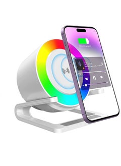 Buy SYOSI Fast Wireless Charger with Bluetooth Speaker Wireless Charging Phone Stand Qi Certified Wireless Charger for iPhone 14 13 12 11 X 8 and Samsung Galaxy S22 S21 S20 S21 S10 S9 White in UAE