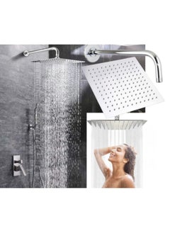 Buy Shower head with extension arm silver 30x30cm in Egypt