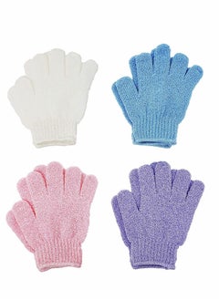 اشتري 4 Pairs Exfoliating Gloves - Premium Scrub Wash Mitt for Shower,Spa,Massage and Body Scrubs - Spa Exfoliation Accessories For Men and Women في الامارات