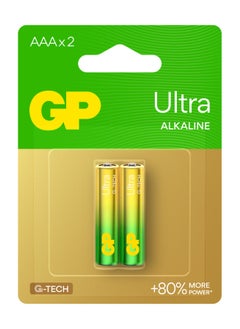 Buy GP Ultra Alkaline AAA Batteries – 2-Pack, Long-Lasting and Reliable Power for Remote Controls, Clocks, and Other Low-Drain Devices, PET Global Single Hook Blister Card (A21) in UAE