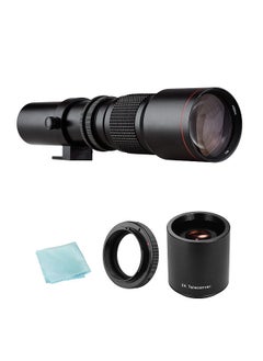 Buy Camera Super Telephoto Lens 500mm F/8.0-32 Manual Zoom T-Mount  + 2X 500mm Teleconverter Lens + T2-EOS Adapter Ring Replacement in UAE