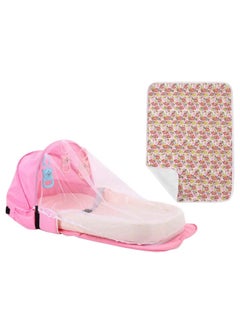 Buy Star Babies Multi-Function Portable Baby Bed With Mosquito Net - Pink With Free Reusable Changing Mat in UAE