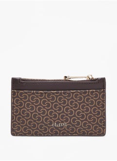 اشتري Monogram Print Cardholder with Zip Closure في الامارات