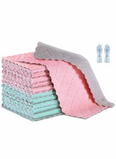 Buy Dishcloths, Premium Cleaning Cloth Remove The Oil and dust Kitchen Towels, Super Absorbent Coral Velvet Dish Towels for House Furniture Table Kitchen Dish Window Glasses in UAE