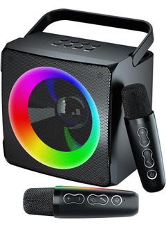 Buy SD-508 Karaoke Machine with 2 Wireless Microphones Bluetooth Party Karaoke Speaker with Led Light Black in Saudi Arabia