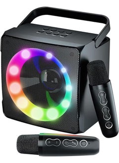 اشتري SD-508 Karaoke Machine with 2 Wireless Microphones Bluetooth Party Karaoke Speaker with Led Light Black في السعودية