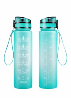 اشتري 32oz Leakproof Tritran BPA Free Water Bottle with Motivational Time Marker to Ensure You Drink Enough Water Daily for Fitness, Gym and Outdoor Sports（With water bottle brush） في الامارات