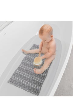 Buy Foldable Non Slip Bath Mat, Bath Tub Mat Non Slip, Safe Soft Shower Mat, with Strong Grip Suction Cups and Drain Holes, Clean Machine Washable for Bathroom, 41 x 69 cm (Gray, Wavy) in UAE