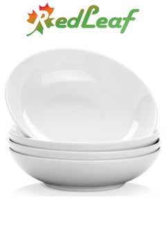 Buy 8 inch White Ceramic Dinner Plates Thin Sturdy Translucent (4pcs) in Saudi Arabia