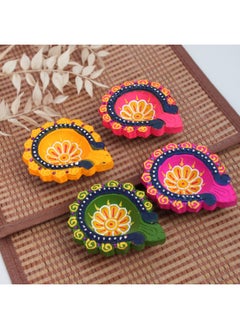 Buy Fancy Deepak Diya 4 Piece Multicolour 7cm in UAE