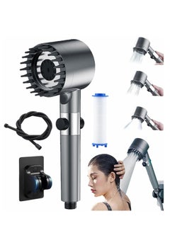 Buy High Pressure Shower Head，Massage Showerhead Combo 3 Spray Settings，1.5M/59inches Anti-explosion Hose and Bracket in Saudi Arabia