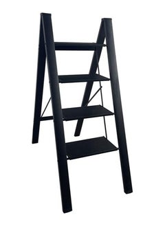 اشتري VIO Step Ladder, Portable Folding Step Stool, Anti-Slip Wide Pedal Stepladders for Kitchen Home, Office, Garage, Use Space Saving (4 Step Ladder Black) في الامارات