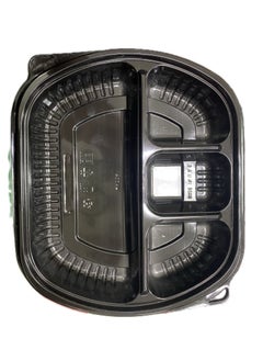 Buy 50pc Black Microwave 4 Section Container with Lid in UAE