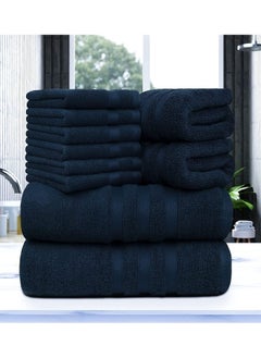 Buy Set of 10 Zofty Bathroom Towel Set - 2 Bath Towels, 2 Hand Towels and 6 Washcloths - Hotel Quality and Spa Towels Navy 600GSM in UAE