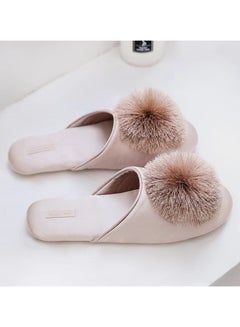 Buy Luxurious Satin Velvet Home Slippers, Vintage Palace Style, Cozy Plush Home Slippers Fluffy Furry Indoor Outdoor Slide Slipper,For women in UAE