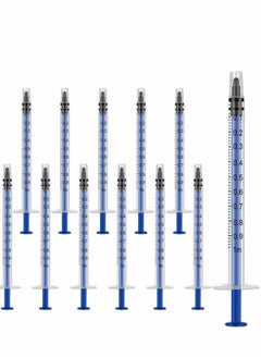 Buy 12 Pack 1ml Plastic Syringes With Luer Slip Tip, Individually Sealed with Measurement for Refilling and Measuring Liquids, Scientific Labs Experiment, Feeding Pets, Oil or Glue Applicator (No Needle) in Saudi Arabia