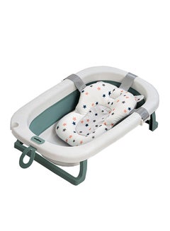 Buy Foldable Baby Bath Tub With Anti-Skid Base, Support Cushion, Temperature Sensing Plug And Wall Mountable 0-3 Years, Green in UAE