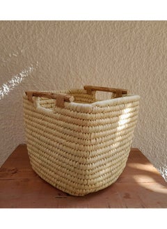 Buy Storage wicker basket wooden handle in Egypt