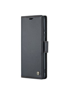 Buy Flip Wallet Case For Samsung Galaxy S21 Ultra, [RFID Blocking] PU Leather Wallet Flip Folio Case with Card Holder Kickstand Shockproof Phone Cover (Black) in Egypt