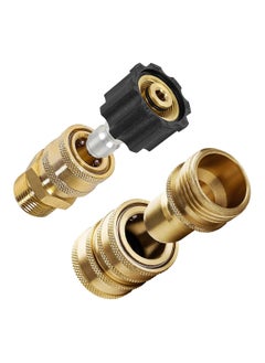 Buy Pressure Washer Adapter Set, M22-14mm to 3/8" Quick Konnect Kit, 3/4" Garden Hose Quick Release Fittings, Solid Brass, Tool Daily Quick Konnect Kit, Metric Fitting, Stainless Steel, 4PCS in UAE