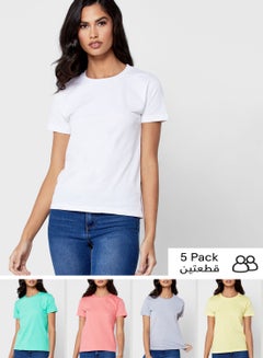 Buy 5 Pack Essential Crew Neck T-Shirt in Saudi Arabia