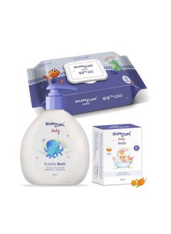 اشتري Baby Gentle 99% Pure Water Wet Wipes With Lid72 Pcs.(Pack Of 1) & Baby Soap 50Gram (Pack Of 1) & Baby Bubble Bath (200 Ml) Combo في الامارات