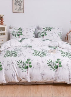 Buy Variance King/Queen/Single Sizes Bedding Set Without Filler, White Color Marble and Leaves Design in UAE