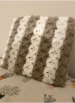 Buy Braided Sofa Cushion with cover 40x40cms Brown and White 1 Pcs in UAE