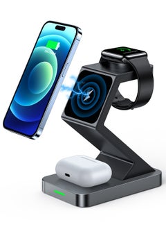 Buy 3 in 1 Wireless Charger for MagSafe, Wireless Charging Station Compatible with iPhone 14 13 12 Pro Max, for Apple Watch in UAE