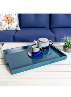 Buy Serving Tray Wood Glossy Teal 57*35.5*4H Cm in Saudi Arabia