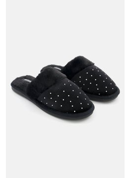 اشتري Women Slip On Velvet Home Slippers, Black في السعودية