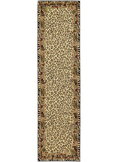 اشتري Wildlife Collection Animal Inspired With Cheetah Bordered Design Area Rug 2 Ft 7 In X 10 Ft Ivory Black في الامارات