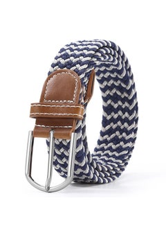 اشتري Unisex Elastic Woven Canvas Belt with Pin BuckleBlue + Grey Blue + Grey في السعودية