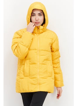 Buy Women Sportswear Fit Hooded Long Sleeve Outdoor Jacket, Yellow in Saudi Arabia